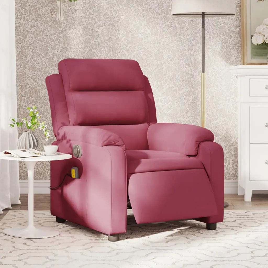 Fauteuil inclinable massage électrique rouge bordeaux velours - XIOS