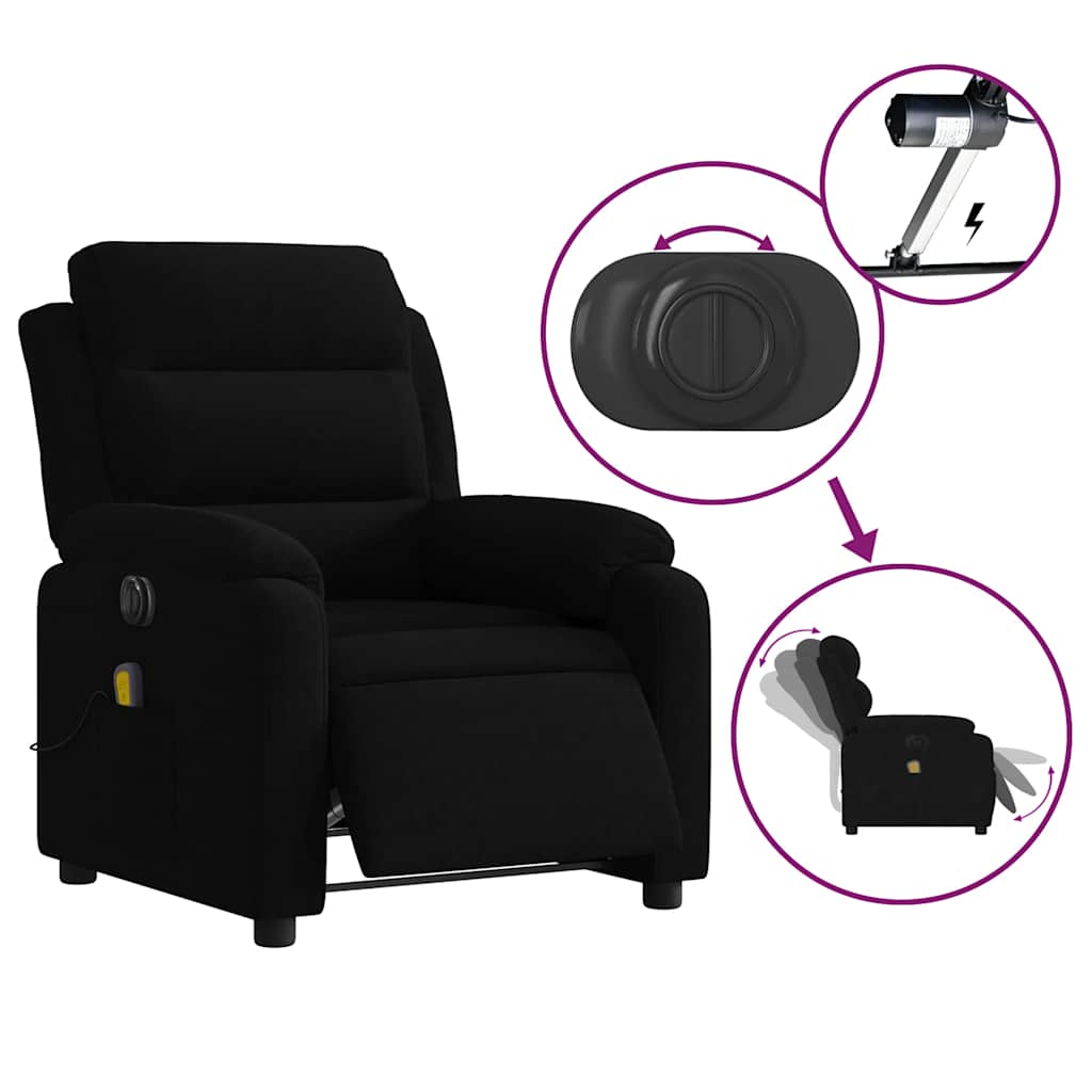 Fauteuil inclinable de massage électrique noir velours - XIOS