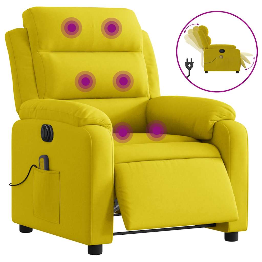 Fauteuil inclinable de massage électrique jaune velours - XIOS