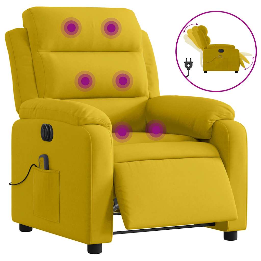 Fauteuil inclinable de massage électrique jaune velours - XIOS
