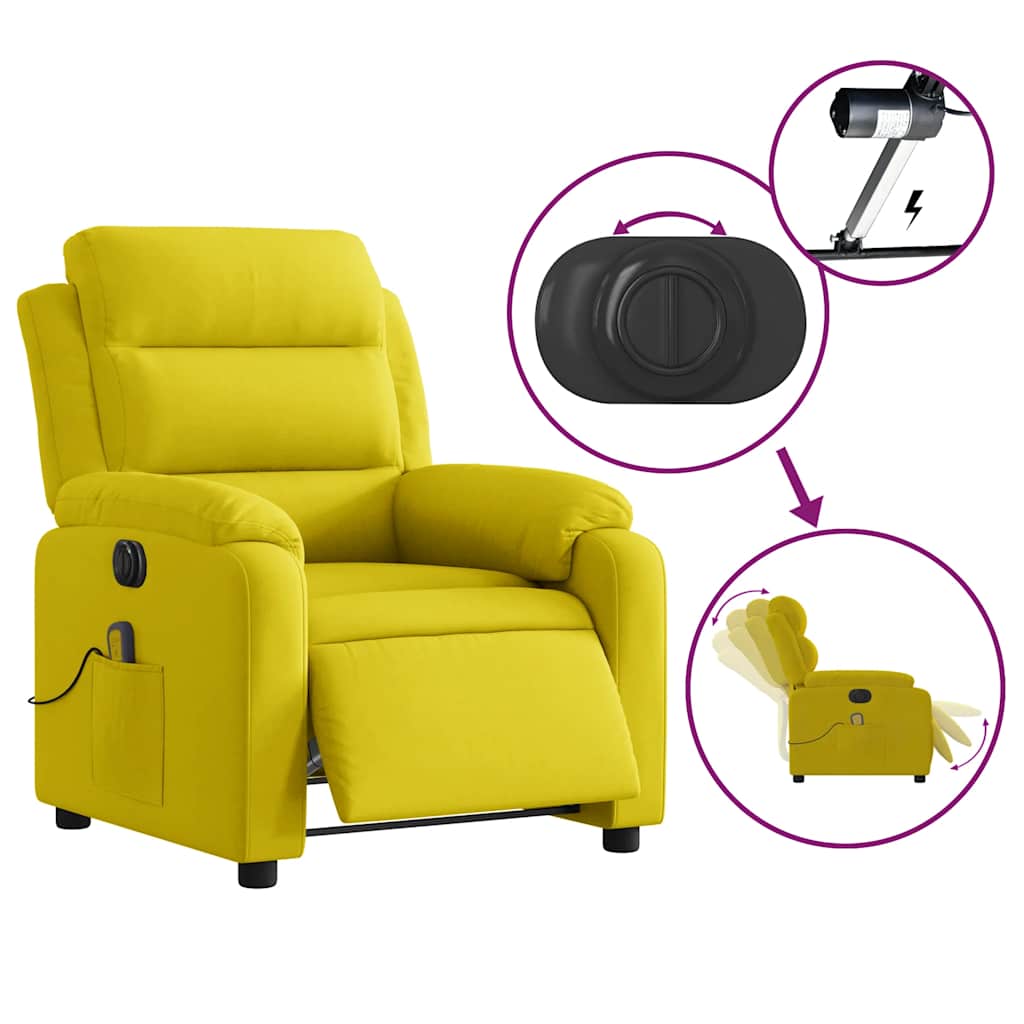 Fauteuil inclinable de massage électrique jaune velours - XIOS