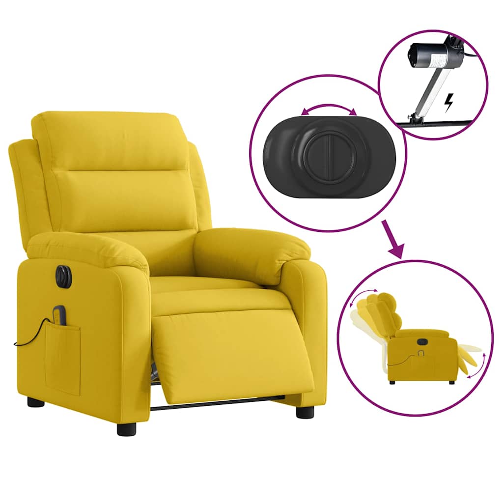 Fauteuil inclinable de massage électrique jaune velours - XIOS