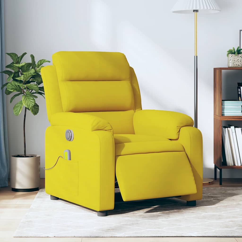 Fauteuil inclinable de massage électrique jaune velours - XIOS