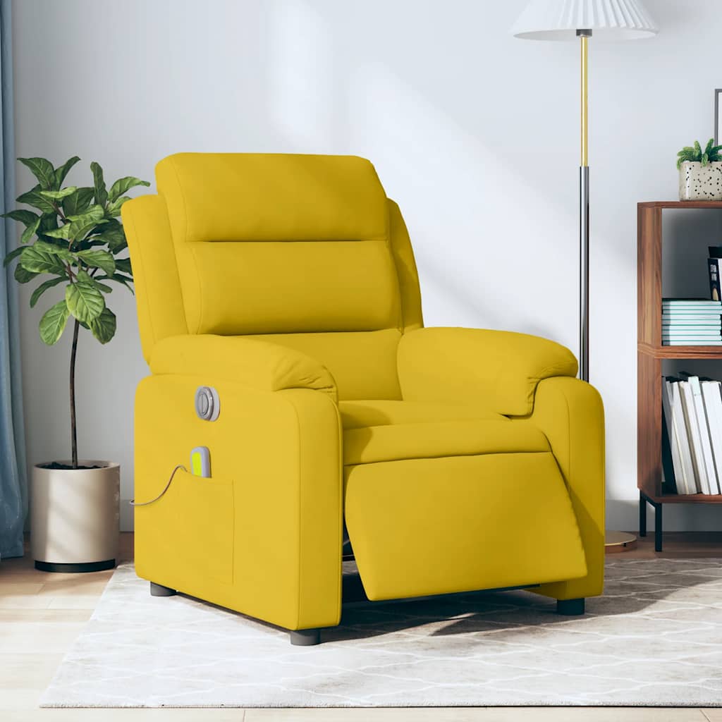 Fauteuil inclinable de massage électrique jaune velours - XIOS