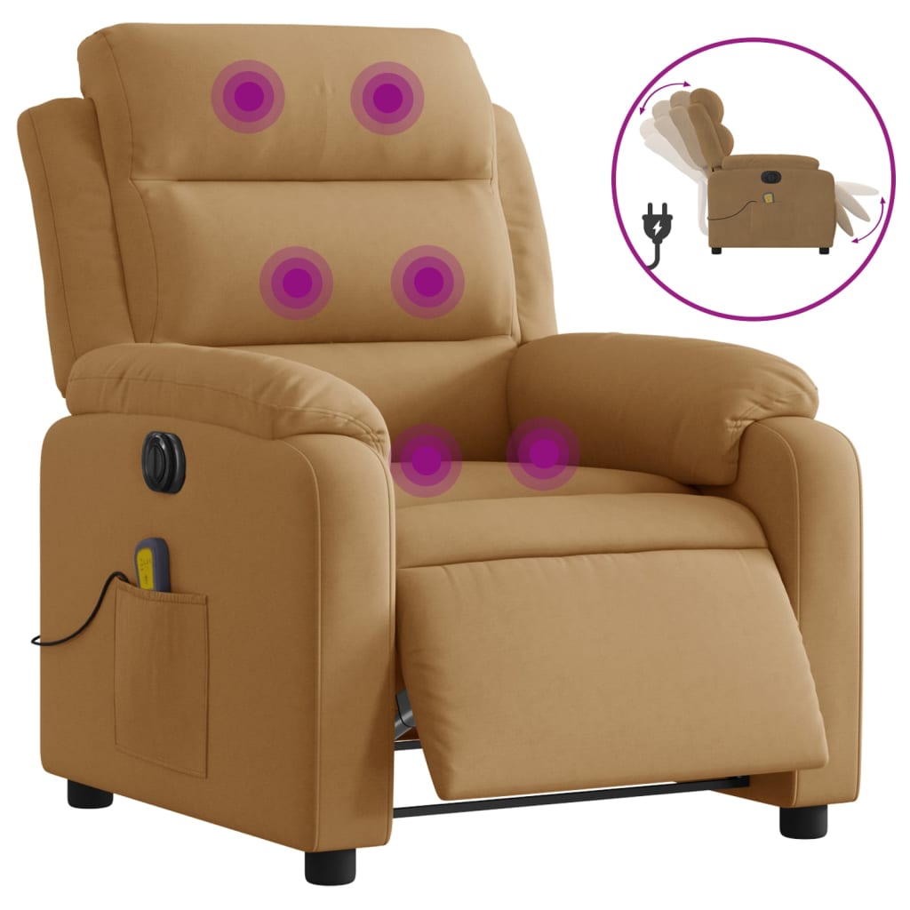 Fauteuil inclinable de massage électrique marron velours - XIOS