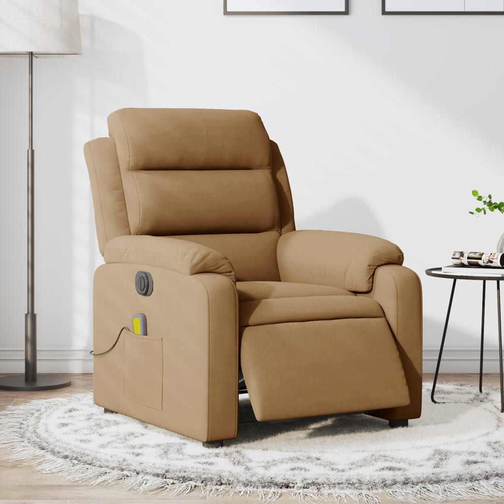 Fauteuil inclinable de massage électrique marron velours - XIOS