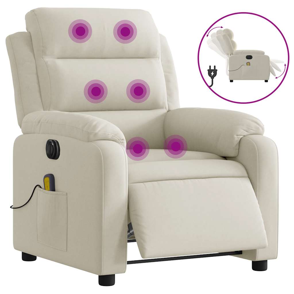 Fauteuil inclinable de massage électrique crème velours - XIOS