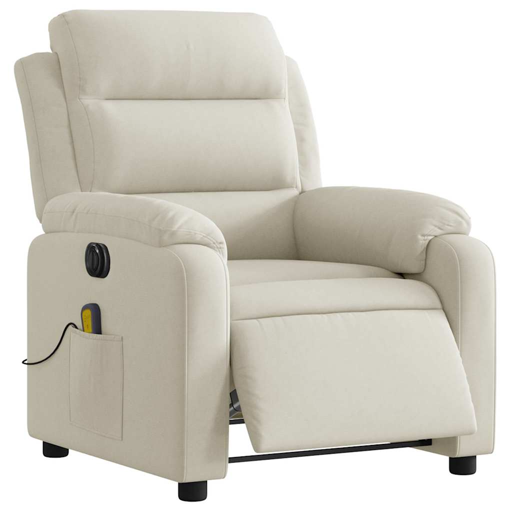 Fauteuil inclinable de massage électrique crème velours - XIOS
