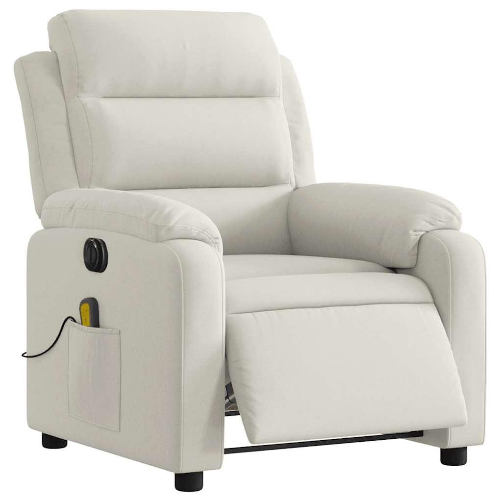 Fauteuil inclinable de massage électrique crème velours