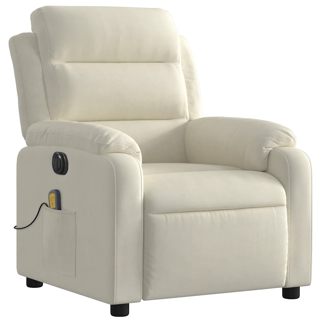 Fauteuil inclinable de massage électrique crème velours - XIOS