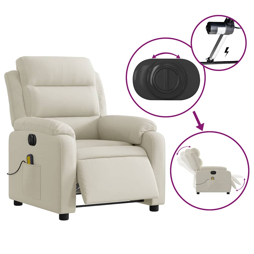 Fauteuil inclinable de massage électrique crème velours - XIOS