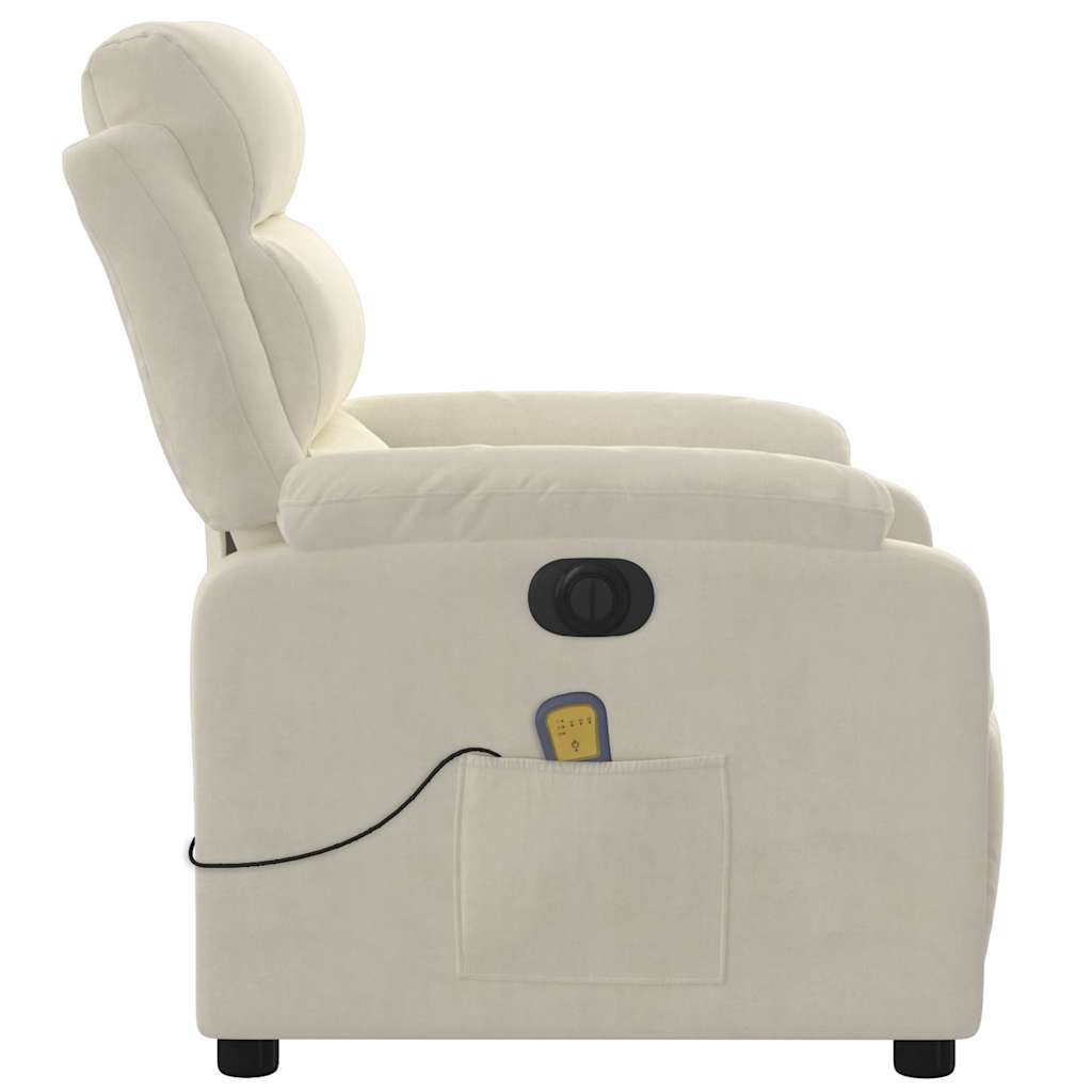 Fauteuil inclinable de massage électrique crème velours - XIOS