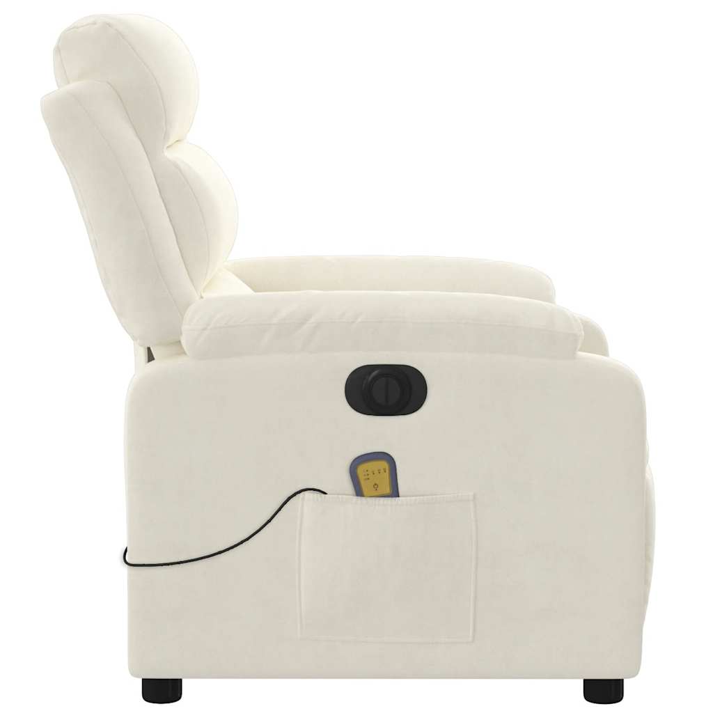 Fauteuil inclinable de massage électrique crème velours