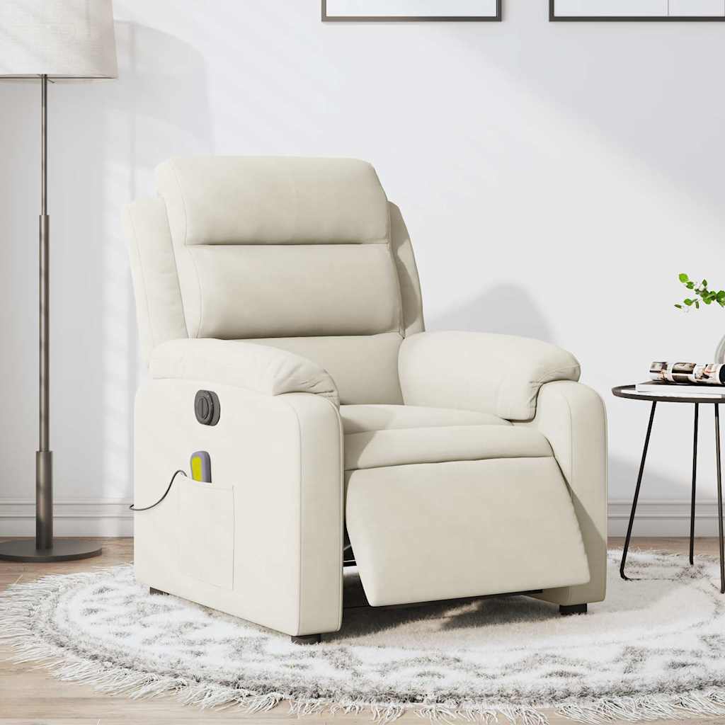 Fauteuil inclinable de massage électrique crème velours - XIOS