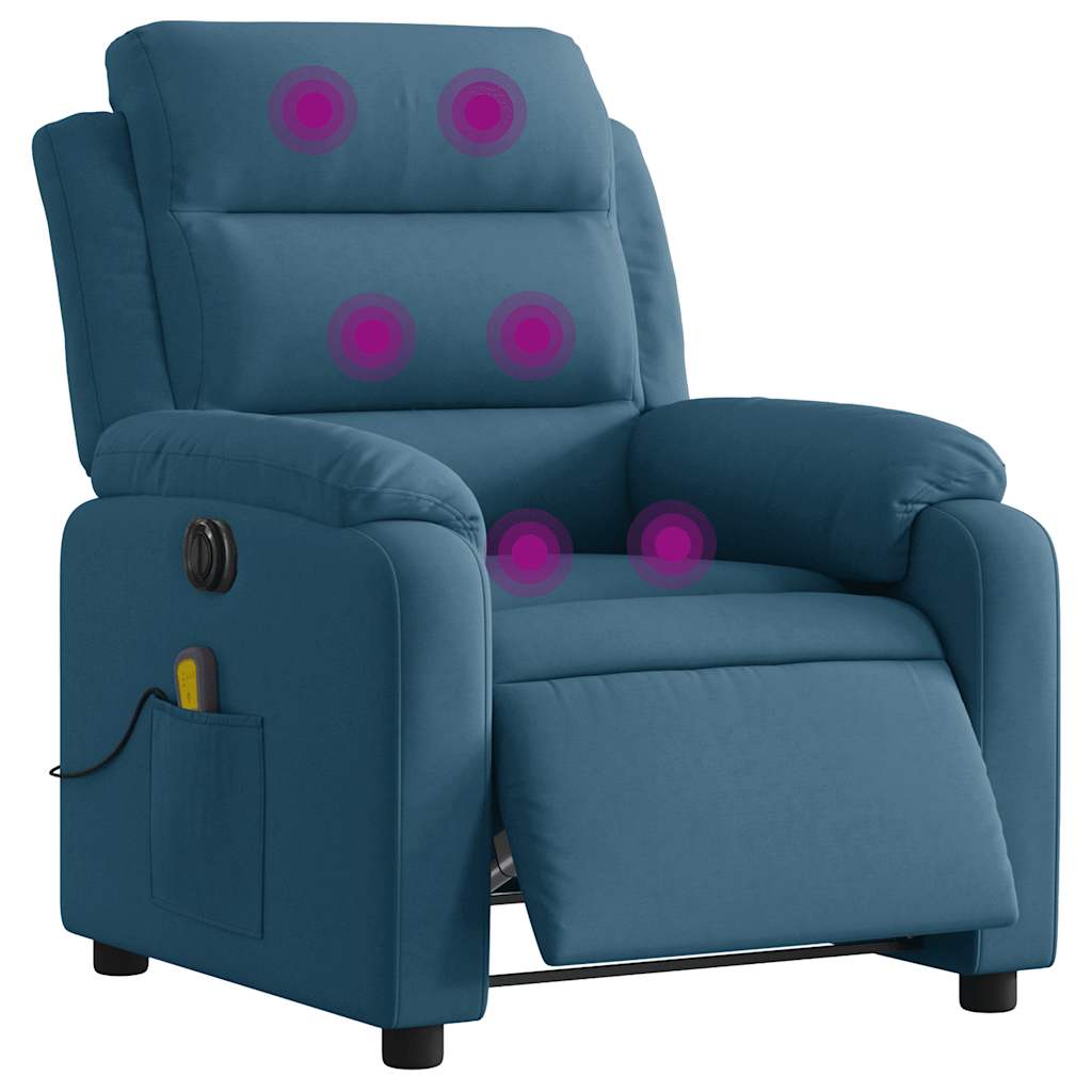 Fauteuil inclinable de massage électrique bleu velours - XIOS