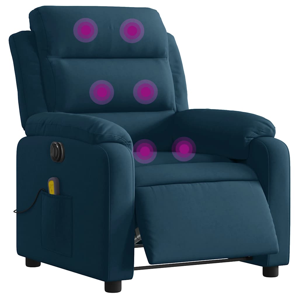 Fauteuil inclinable de massage électrique bleu velours - XIOS