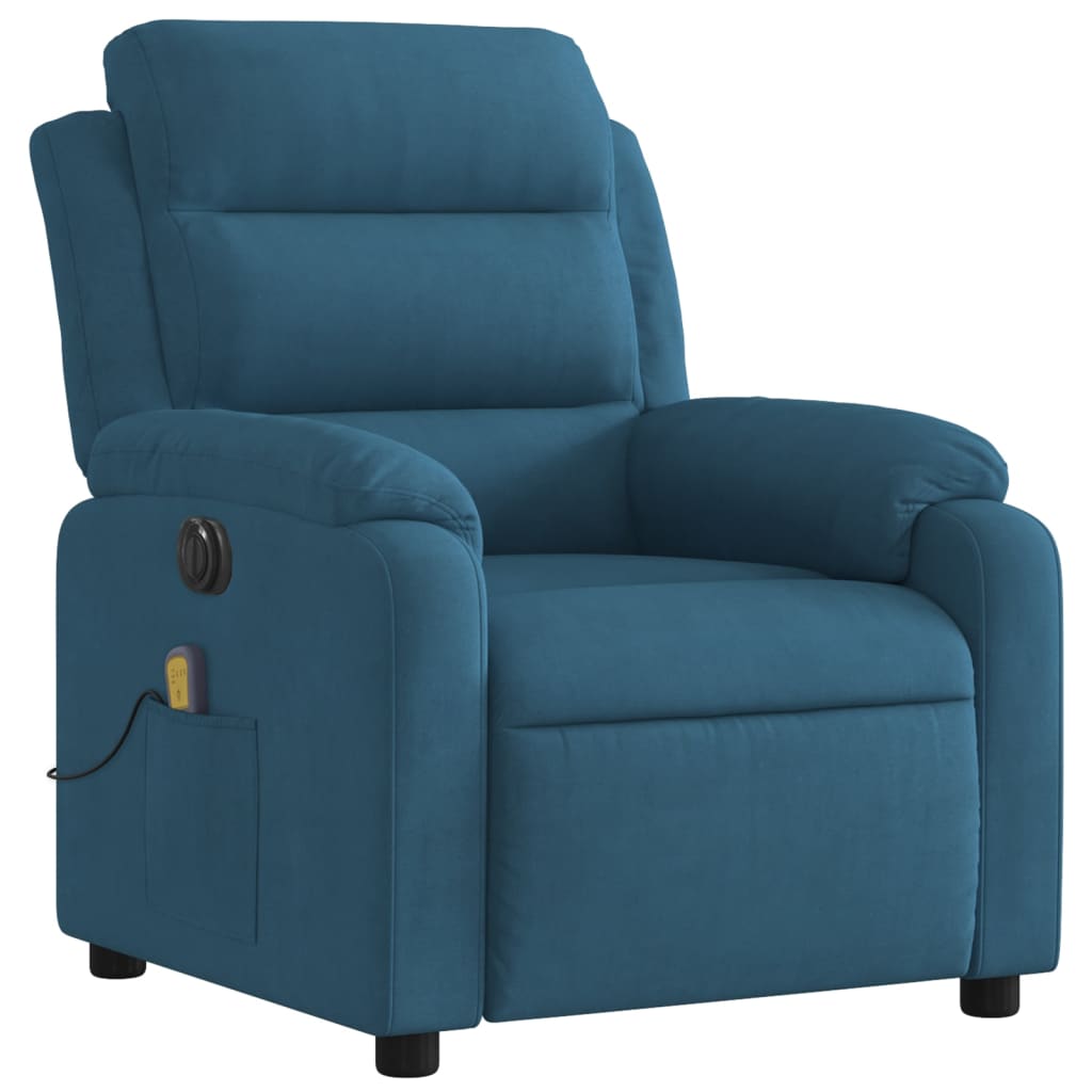 Fauteuil inclinable de massage électrique bleu velours - XIOS