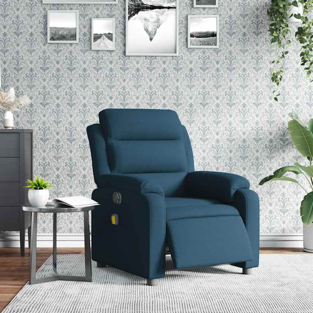 Fauteuil inclinable de massage électrique bleu velours - XIOS