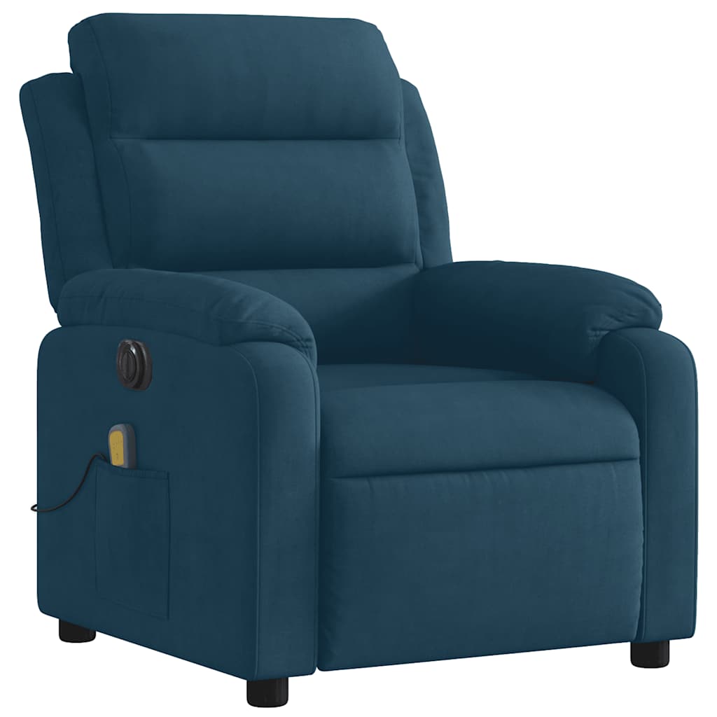 Fauteuil inclinable de massage électrique bleu velours - XIOS