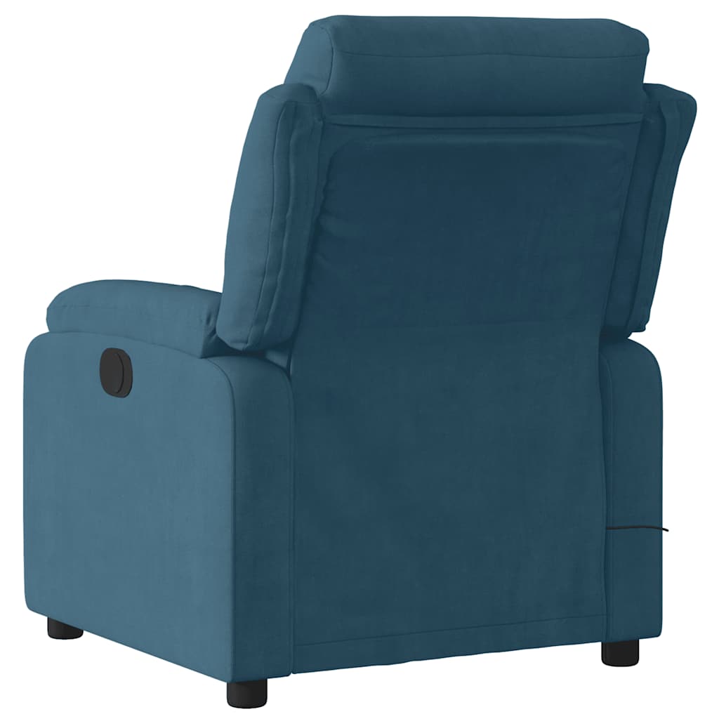 Fauteuil inclinable de massage électrique bleu velours - XIOS