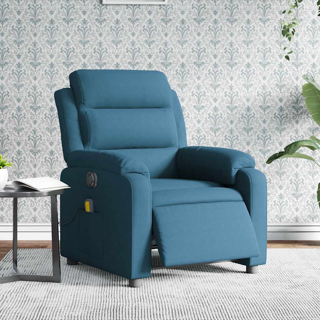 Fauteuil inclinable de massage électrique bleu velours - XIOS