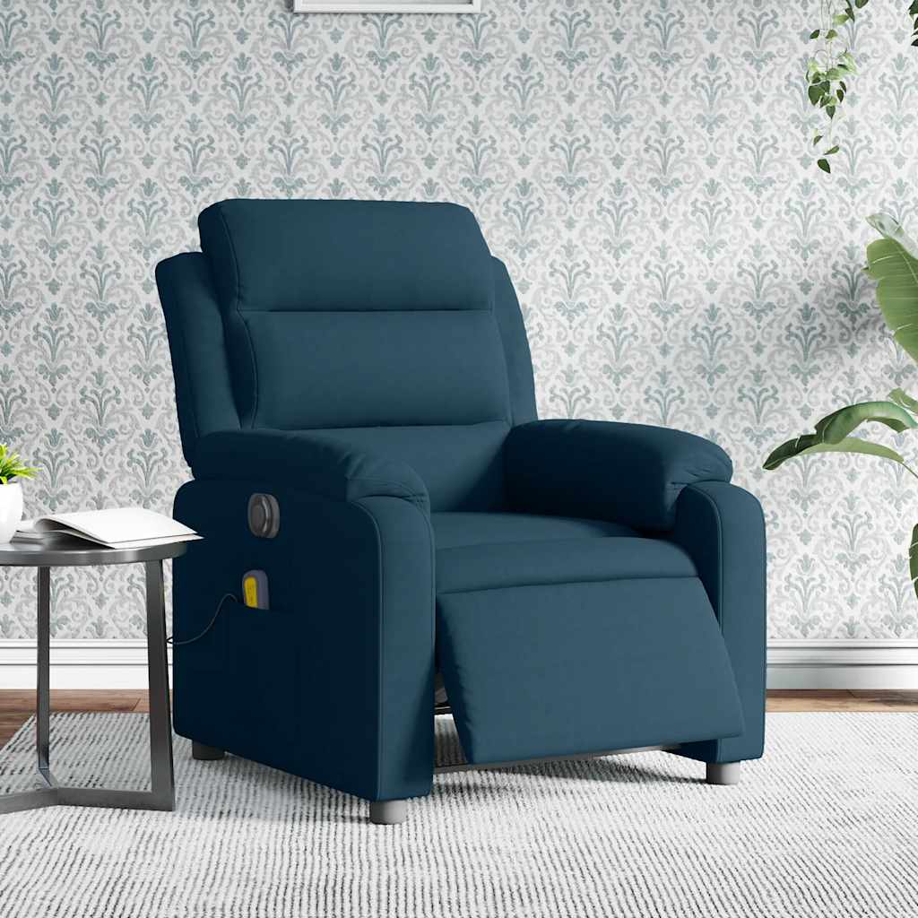 Fauteuil inclinable de massage électrique bleu velours - XIOS