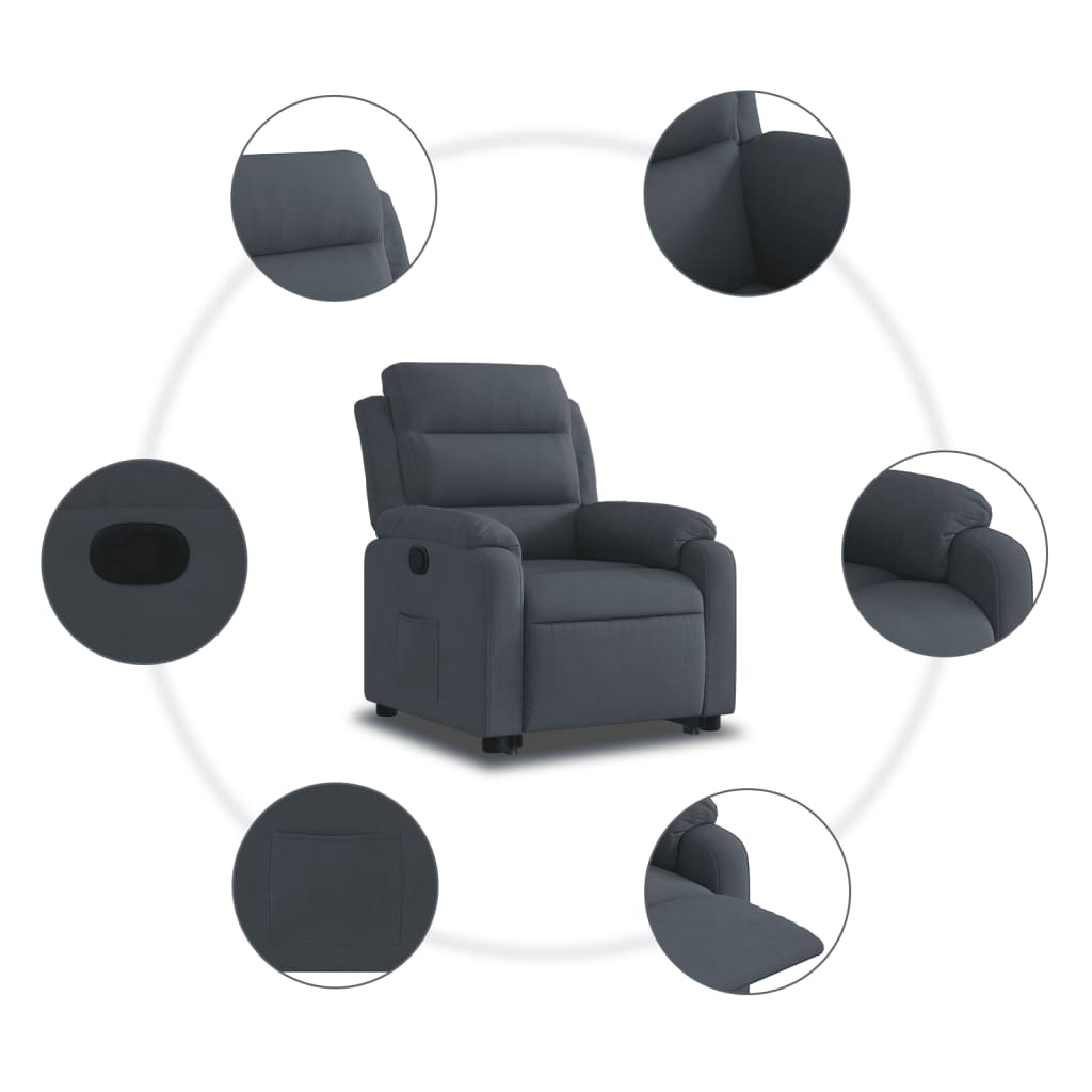 Fauteuil inclinable Gris foncé Velours - XIOS