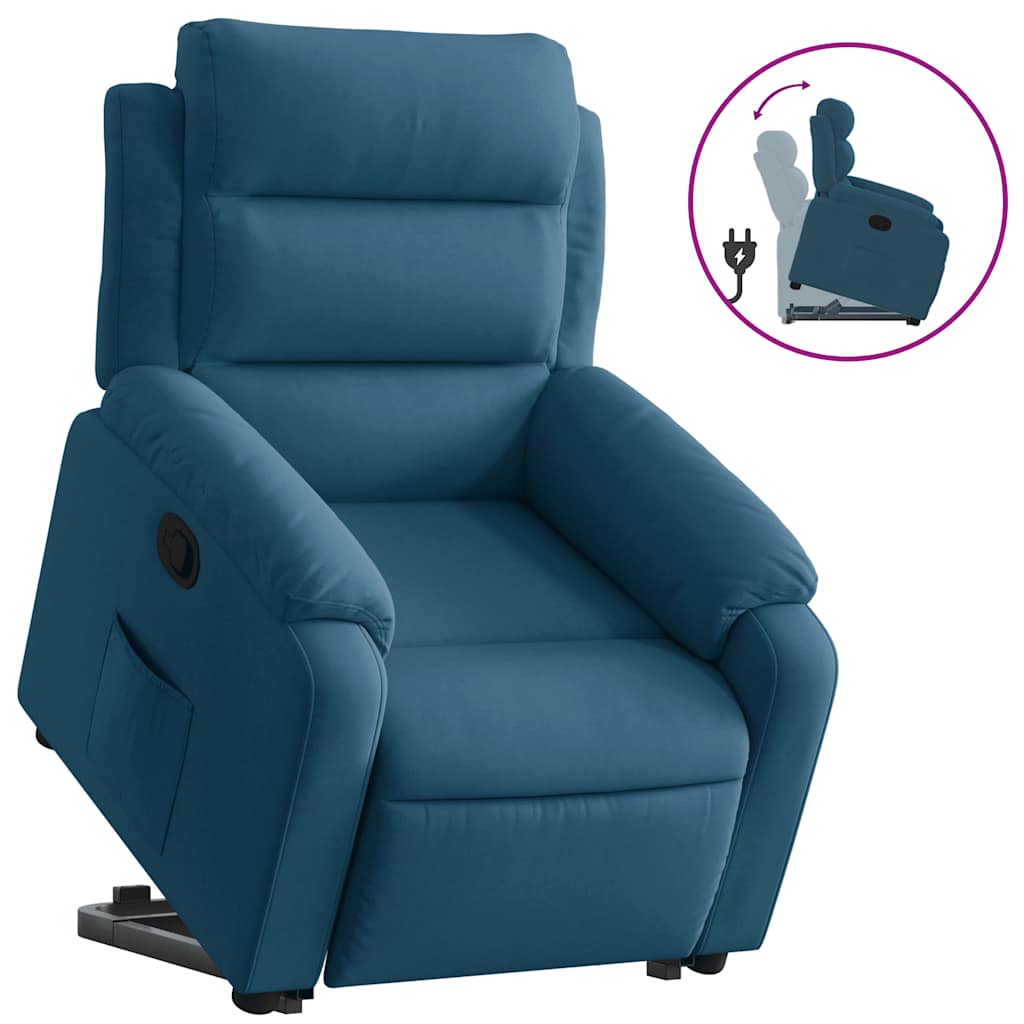 Fauteuil inclinable bleu velours - XIOS
