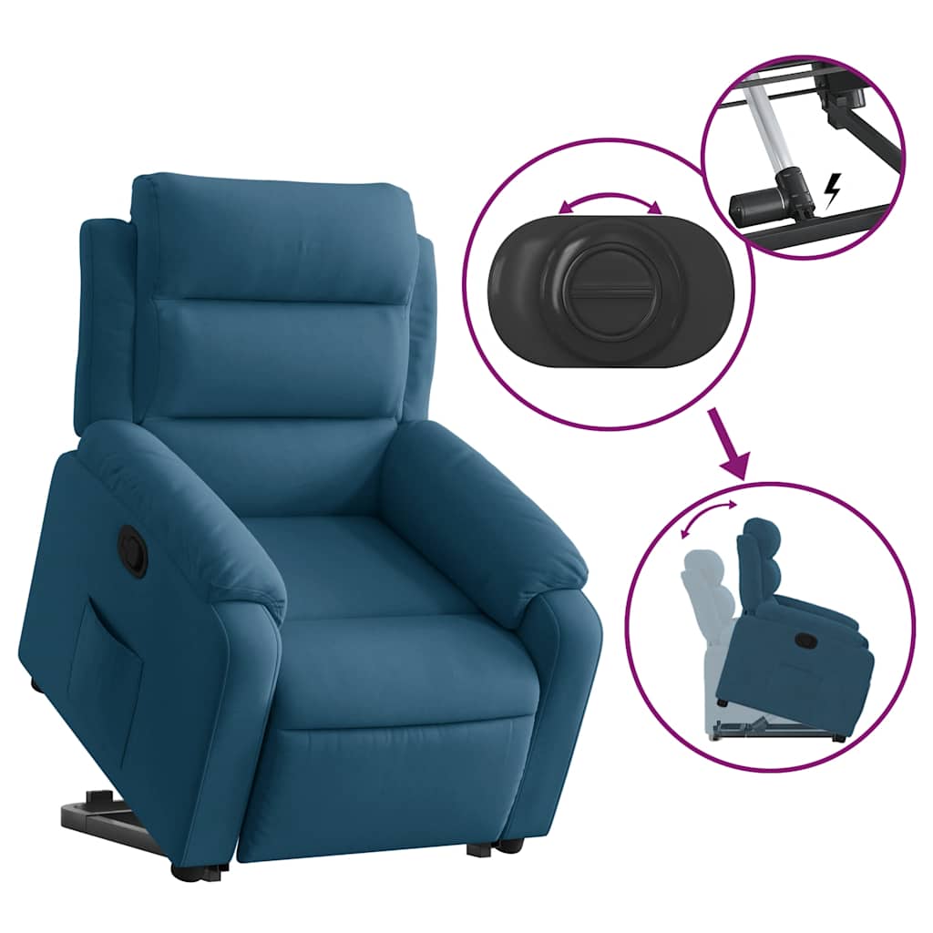 Fauteuil inclinable bleu velours - XIOS