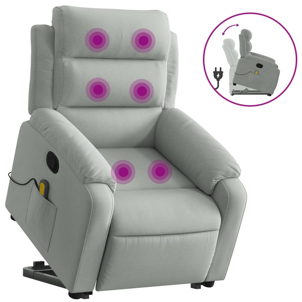Fauteuil de massage inclinable Gris clair Velours - XIOS