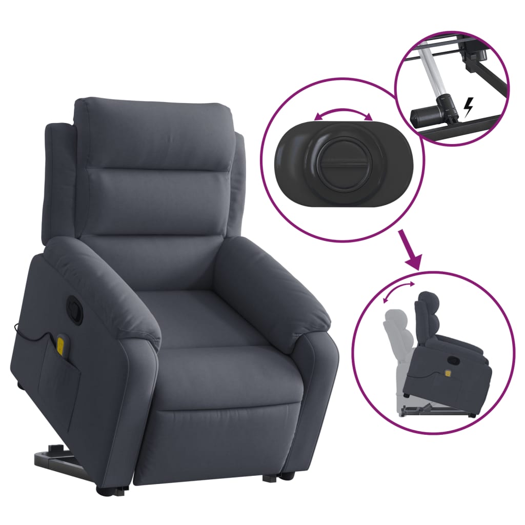 Fauteuil de massage inclinable Gris foncé Velours - XIOS
