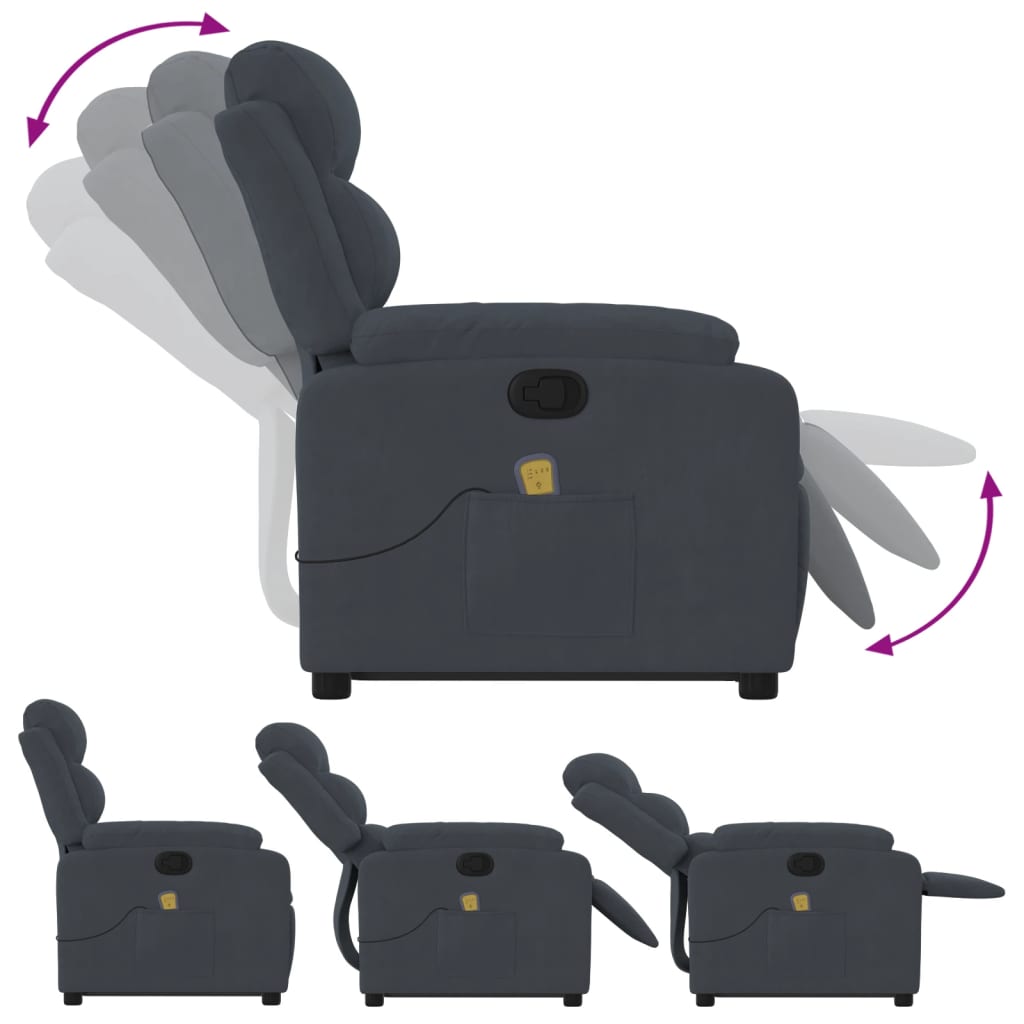 Fauteuil de massage inclinable Gris foncé Velours - XIOS