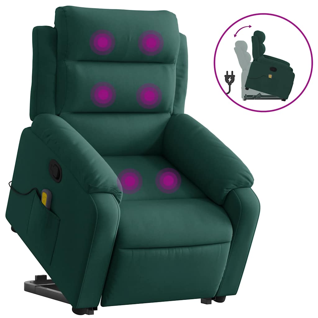 Fauteuil de massage inclinable Vert foncé Velours - XIOS
