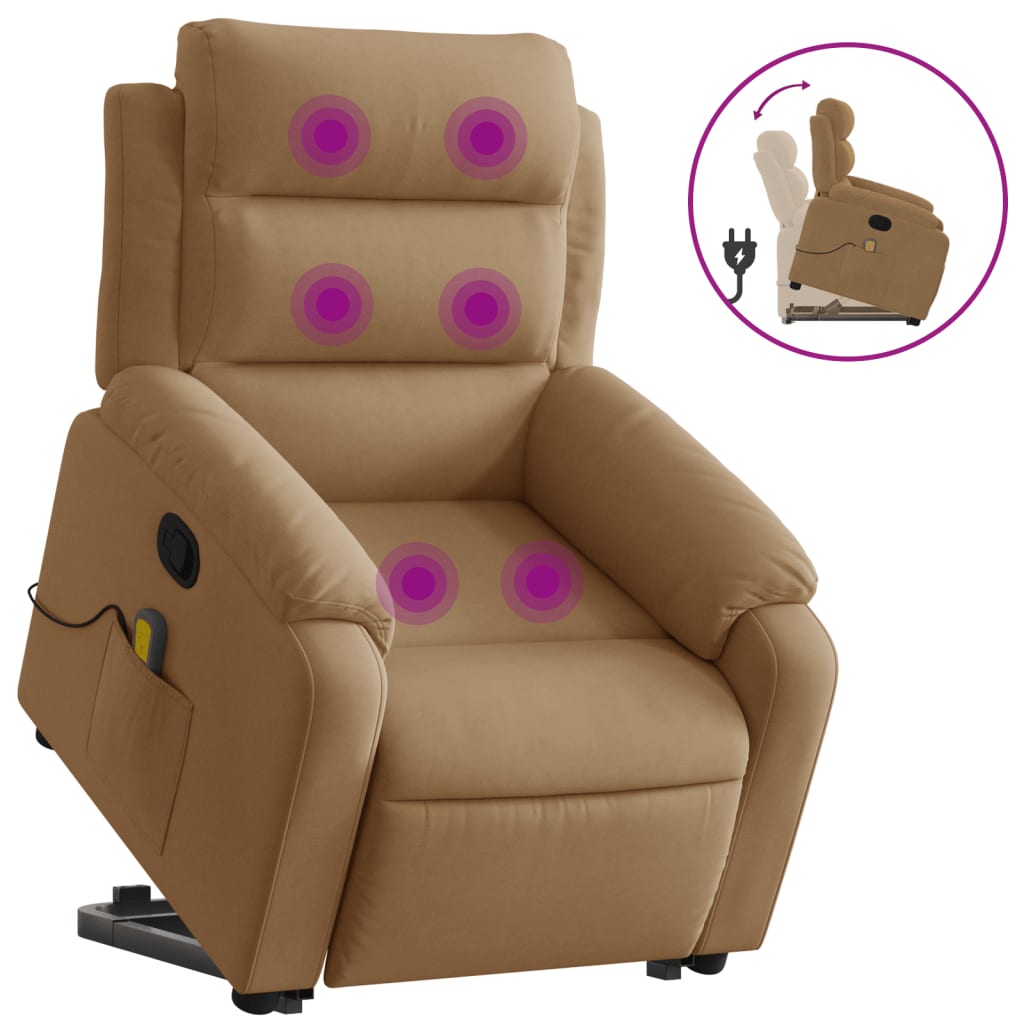 Fauteuil de massage inclinable Marron Velours