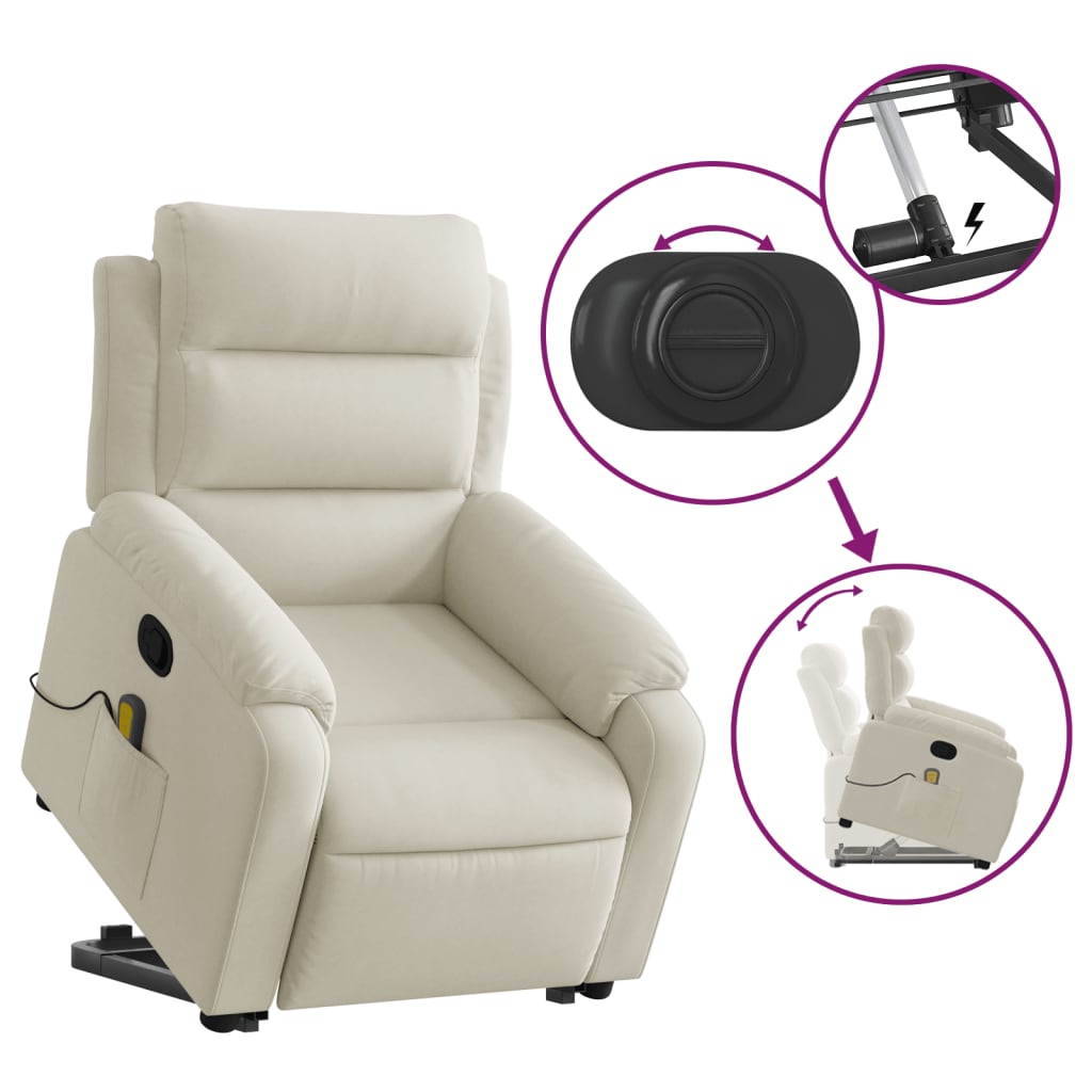 Fauteuil de massage inclinable Crème Velours - XIOS