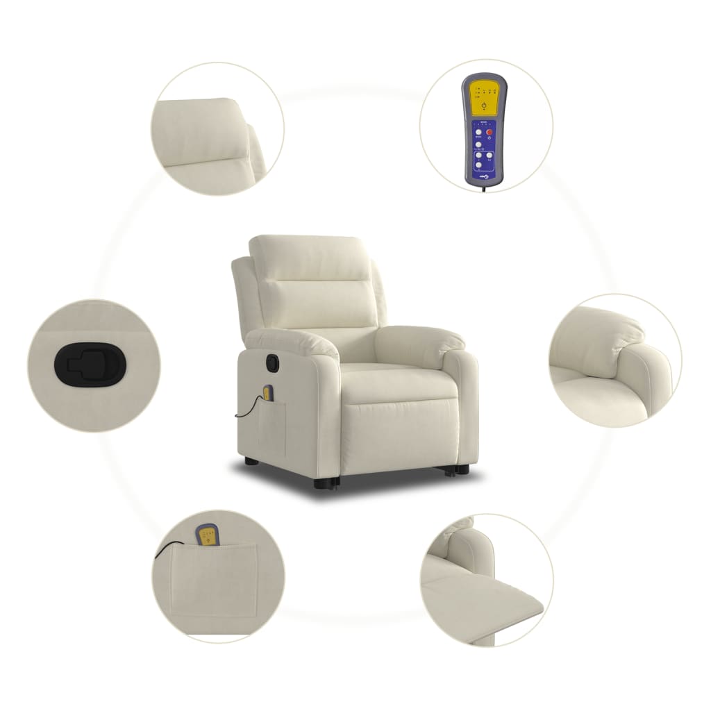 Fauteuil de massage inclinable Crème Velours - XIOS