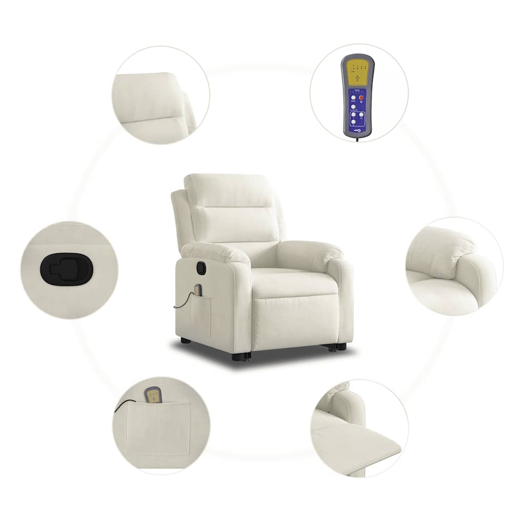 Fauteuil de massage inclinable Crème Velours