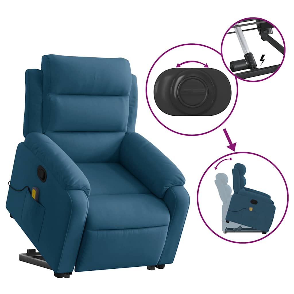 Fauteuil de massage inclinable Bleu Velours - XIOS
