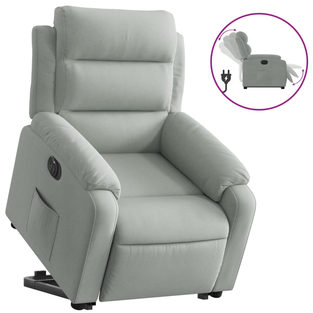 Fauteuil inclinable électrique gris clair velours - XIOS