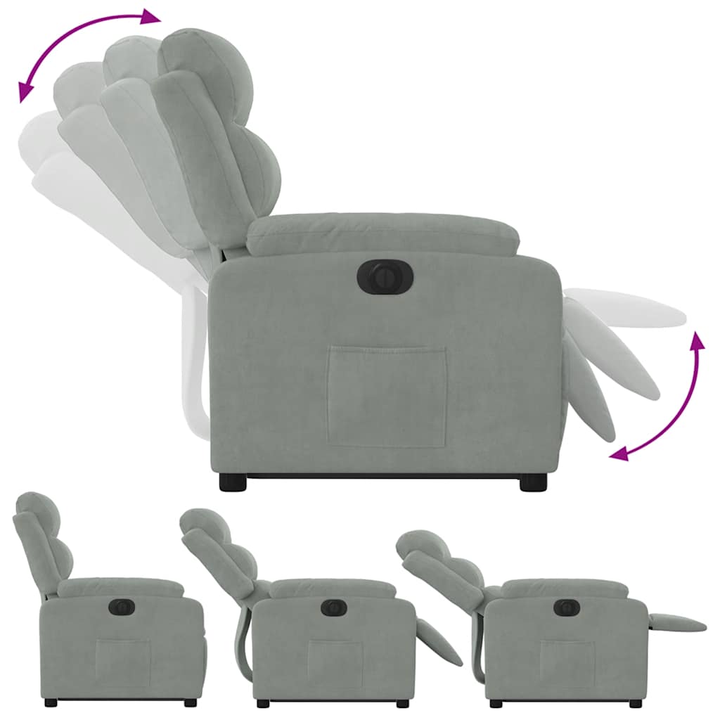 Fauteuil inclinable électrique gris clair velours - XIOS