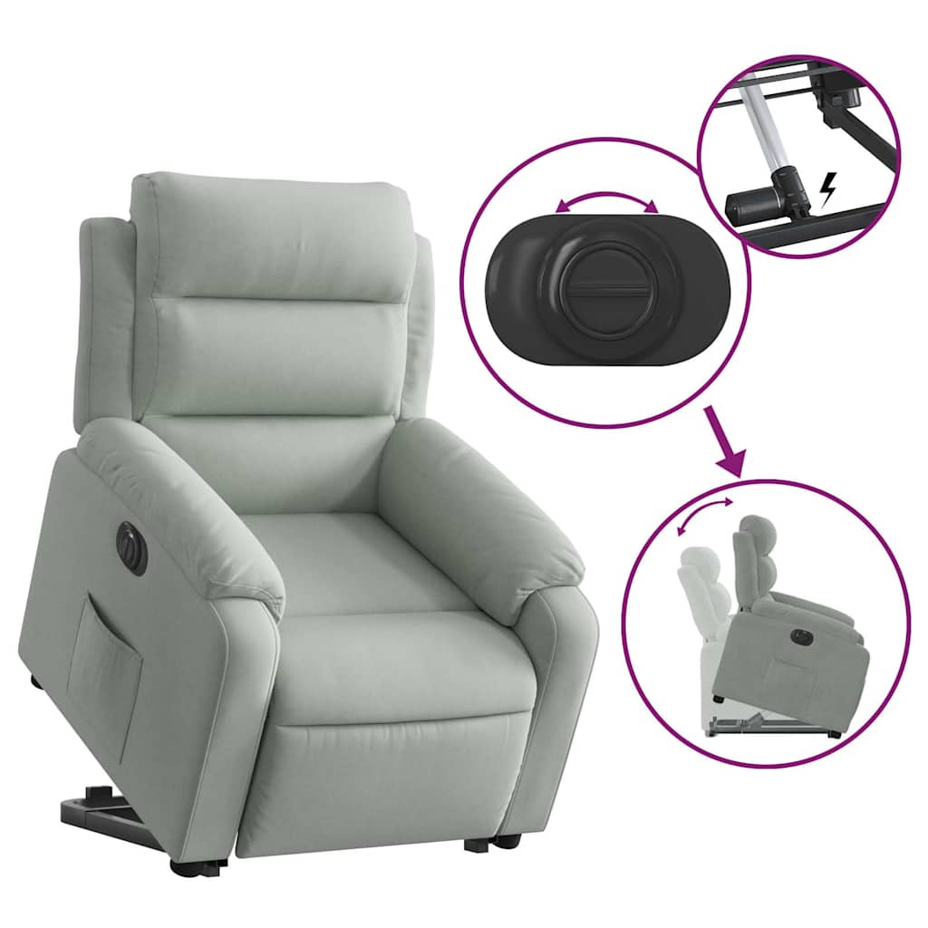 Fauteuil inclinable électrique gris clair velours - XIOS