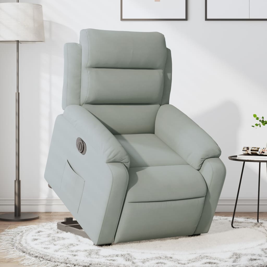 Fauteuil inclinable électrique gris clair velours - XIOS