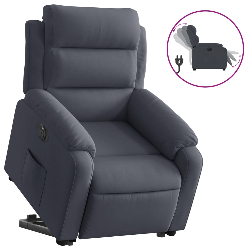 Fauteuil inclinable électrique gris foncé velours - XIOS
