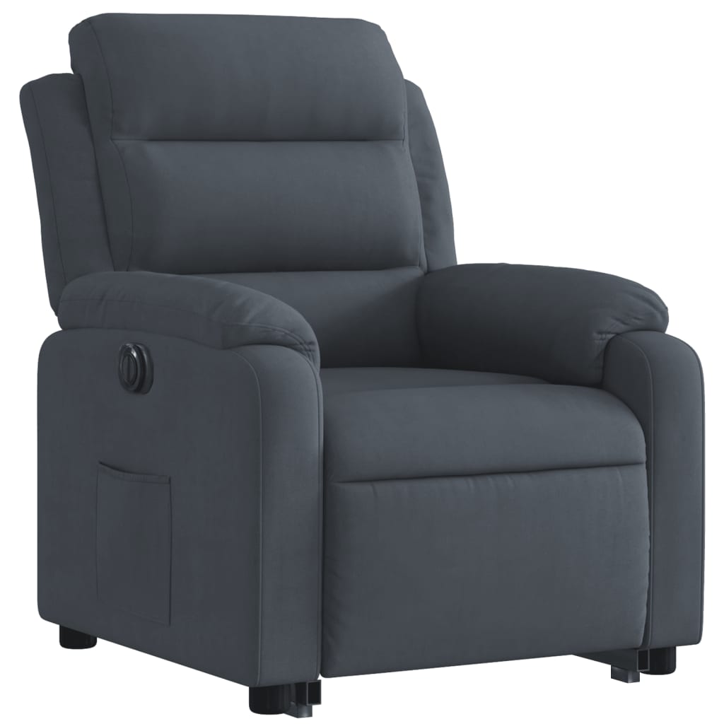 Fauteuil inclinable électrique gris foncé velours - XIOS