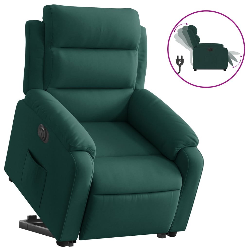 Fauteuil inclinable électrique vert foncé velours - XIOS
