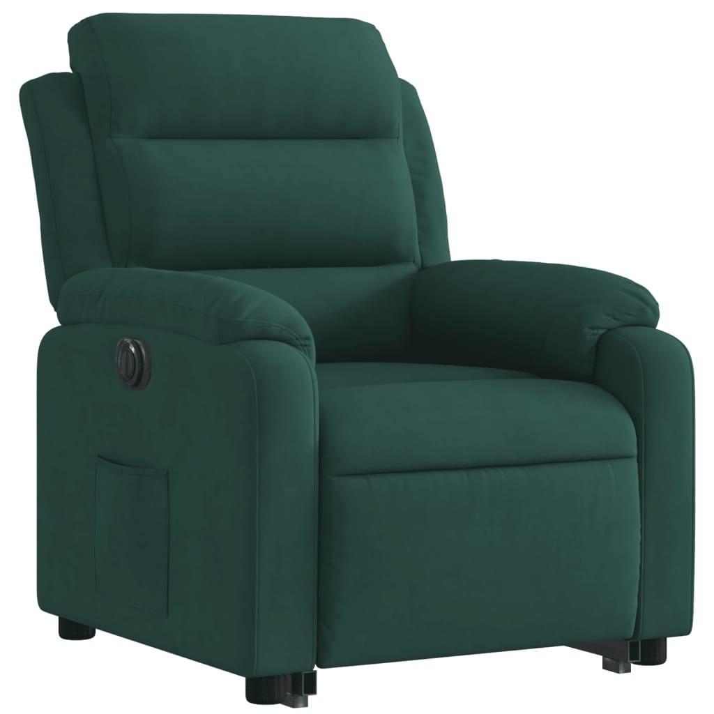 Fauteuil inclinable électrique vert foncé velours - XIOS
