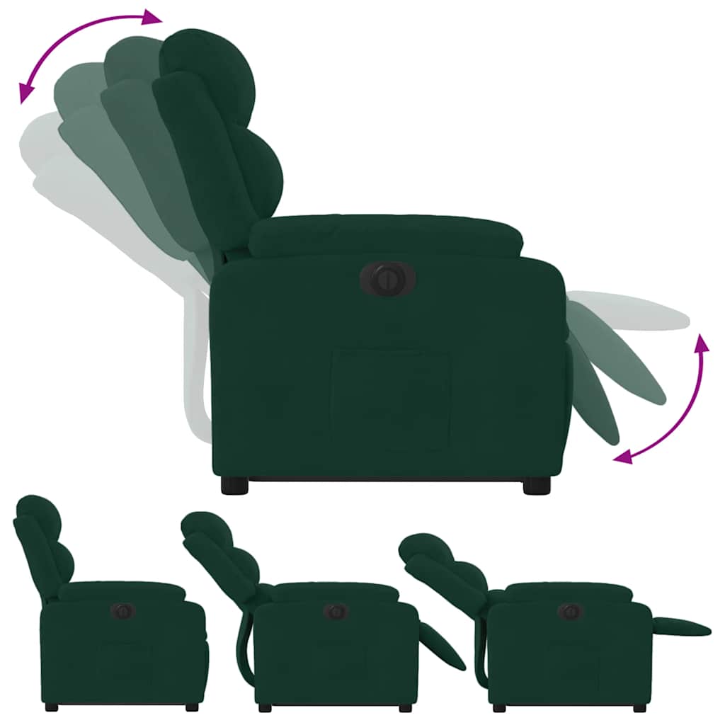 Fauteuil inclinable électrique vert foncé velours - XIOS