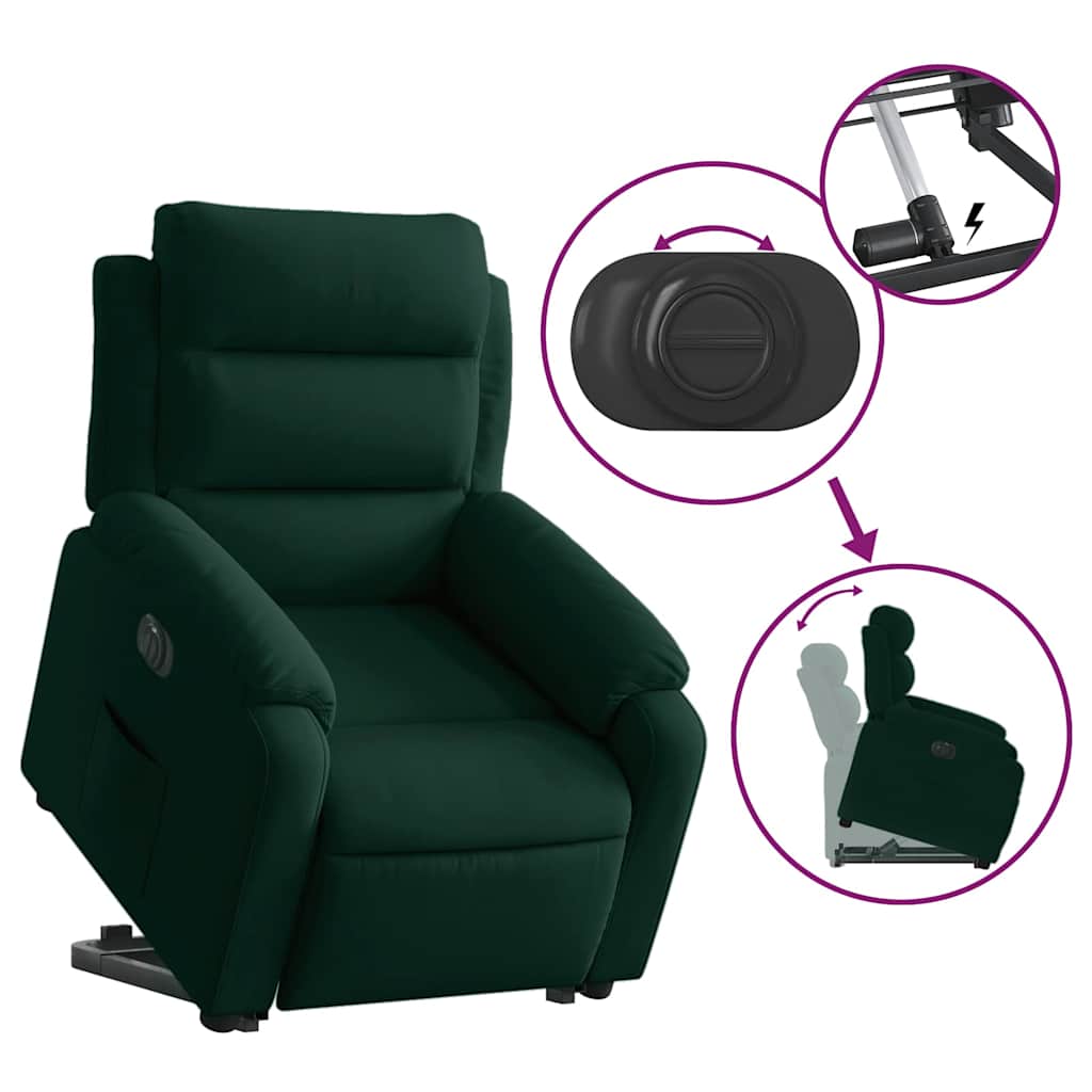 Fauteuil inclinable électrique vert foncé velours - XIOS