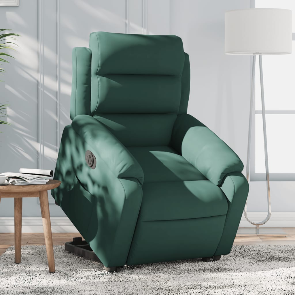Fauteuil inclinable électrique vert foncé velours - XIOS