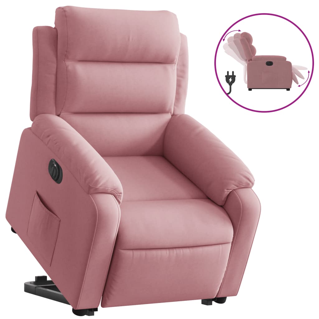 Fauteuil inclinable électrique rose velours